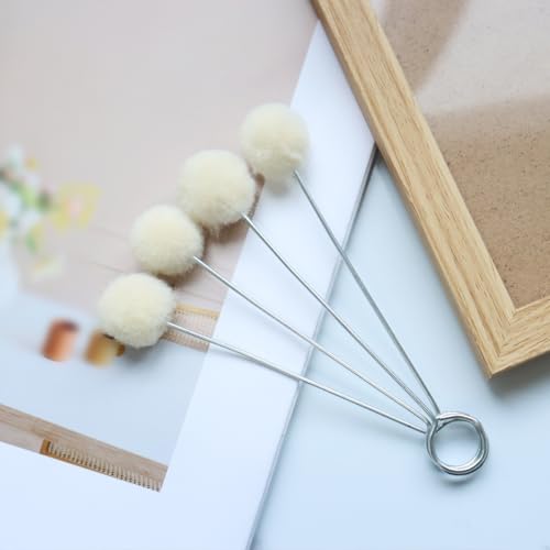 10 Pieces Wool Daubers Ball Brush Leather Dye Tool with Metal Handle, Wool Balls Dauber Dyeing Applicator, Leather Dye Applicator for DIY Crafts Projects