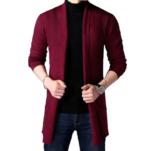 Men's Mandarin Collar Sweaters Autumn Casual Solid Knitted Cardigan Slim Fitted Warm Clothing