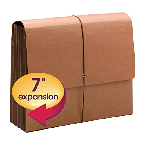 Smead Tuff File Wallet, 7" Expansion, Flap And Cord Closure, Extra Wide Letter Size, Redrope, 5 Per Box (71165) #TOP1
