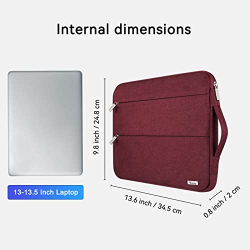 V Voova Laptop Sleeve Carrying Case 13 13.3 14 Inch (34x24.5x2CM) Compatible with MacBook Air 13 M1/M2, MacBook Pro 13/14, Chromebook 14,Slim Computer Bag Cover with Handle for Women, Red