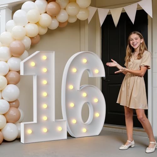 Chiffres lumineux de 1,2 m imprsv grand nombre lumineux pour 16 décorations de fête fille