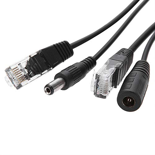 2 Pcs PoE Adapter Cable RJ45 Passive PoE Injector con Conector DC 5.5x2.1 mm Cable Ethernet Compatible con Módem miniatura 1