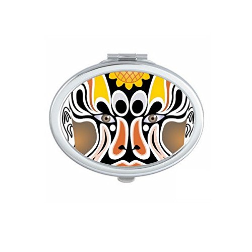 Miroir de poche portable Opéra de Pékin avec motif masque coloré