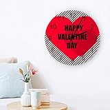 Horloge Murale en Bois Joyeuse Saint-Valentin Mouvement à Piles Silencieux sans tic-tac, Facile à Lire, décorer Chambre/Salon/Bureau - Fond de Rayures diagonales de Coeurs Rouges de Couple