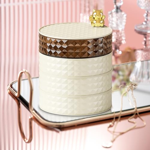 Vaveren Caixa de armazenamento de jóias rotativa, recipiente de itens pequenos, bandeja de armazenam