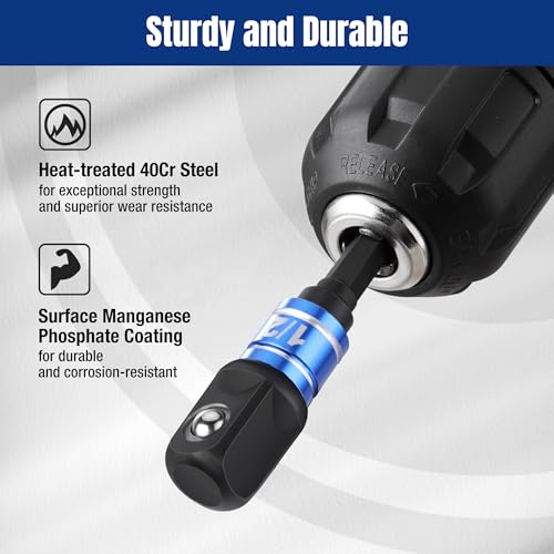 WORKPRO 3-Piece Impact Socket Adapter Set, 1/4" Hex Shank Bit Adapters with Holder, High Speed Nut Driver 1/4", 3/8" and 1/2" Drive, Impact Wrench Adapter for Automotive Drill & Impact Driver - Image 4