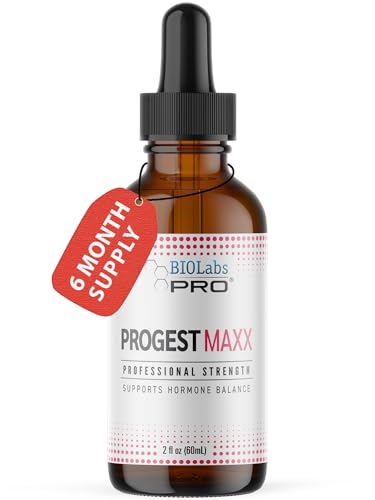BIOLABS PRO Progest MAXX Progesterone Oil Natural Bioidentical Progesterone for Women Hot Flashes & Menopause Support 2oz Bottle - Six Month Supply
