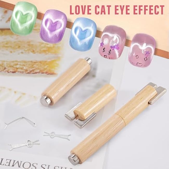 4 In 1 Cat Eye Magnet For Nails With Y-Shape And Bunny Mold For Heart And Bunny Cat Eye Pattern Nail Magnet Set For Nail Art,Multifunctional Nail Polish Magnet, Strong Magnet For Nails-8Odb6XtJ