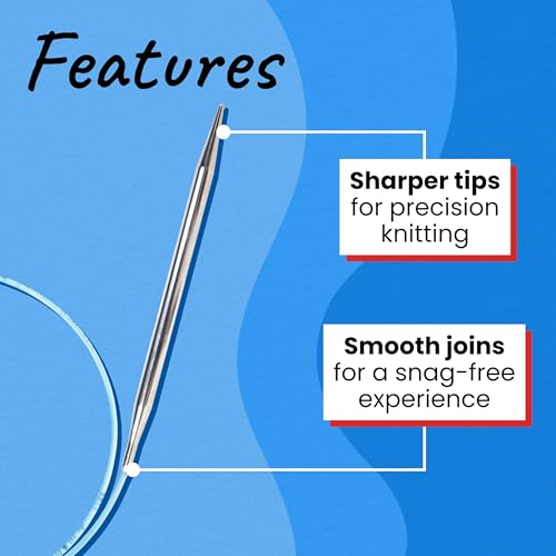 Image of skacel by addi Rocket Circular Knitting Needles, Fixed 40 Inch (100 cm) Plated Brass Tips with Flexible Nylon Cord, 2.75 mm
