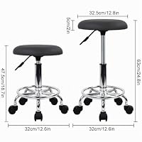 WKWKER Ergonomischer Rollhocker PU-Lederhocker auf Rädern Drehbare höhenverstellbare Sitzhocker Stuhl für Küche Entwurfssalon Labor Büro Massagehocker (Grau) – Ansicht 3