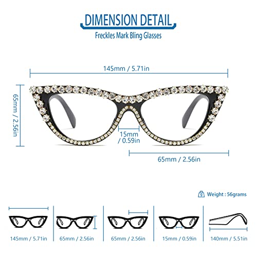 Freckles Mark Bedazzled Rhinestone Bling sunglasses for Women Sparkly Diamond Glasses Vintage Retro Cat Eye3