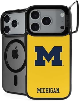 Skinit Kickstand Phone Case Compatible with iPhone 17 Pro Max - Officially Licensed University of Michigan M Logo Yellow Design