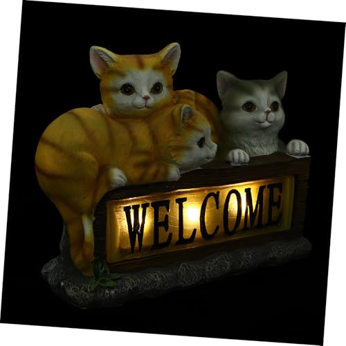Lampe solaire extérieure chat orange déco jardin terrasse