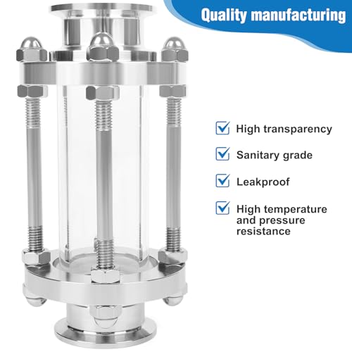 JMCOLMT In-Line Sight Glass 1" Tri Clamp Flow Sanitary Straight Sight Glass Flow Pipe OD 25mm Stainless Steel Tri Clamp Type by JMCOLMT - Image 3