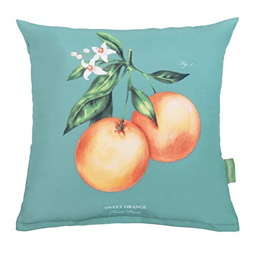 Gardenista Garden Decorative Scatter Cushion | Indoor Water Resistant Outdoor Printed Cushions 45x45 cm | Soft Hollowfibre Filled Patio Furniture Pillow | Easy to Clean Cushions (Orange Fern Big)