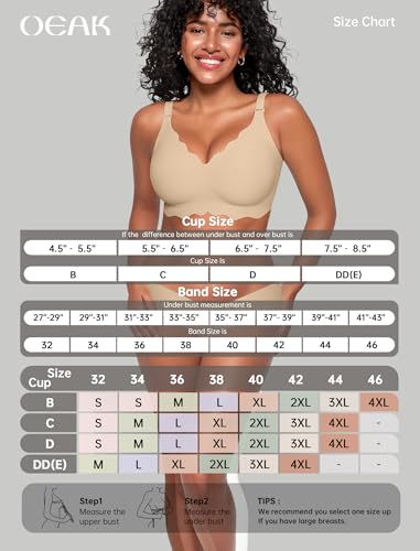 Image of OEAK Women Value Series Jelly Bras Wireless Pushup Convertible Bra | Everyday Essentials,Comfortable Bralettes,No Underwire,Full Coverage,Support Lift,Tshirt,Soft,Seamless,Scalloped