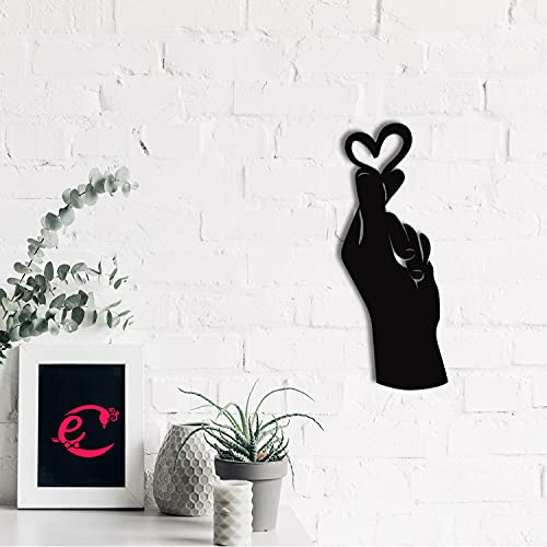 Image of eCraftIndia Korean Finger Heart Wooden Wall Decor for Living Room Bedroom Home Wall Decor Item Wall Art for Home Decor Valentine Gift for Girlfriend Boyfriend Husband Wife Her Him Valentine Decoration