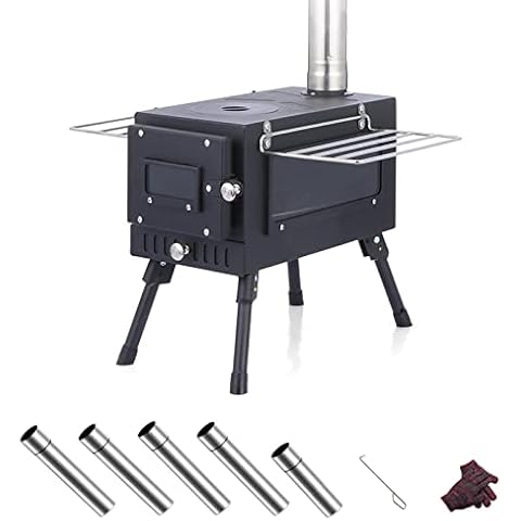 Artudatech Camp Stoves Outdoor Portable Tent Camping Wood Burning Stove with Pipe for Tent Cooking Cover