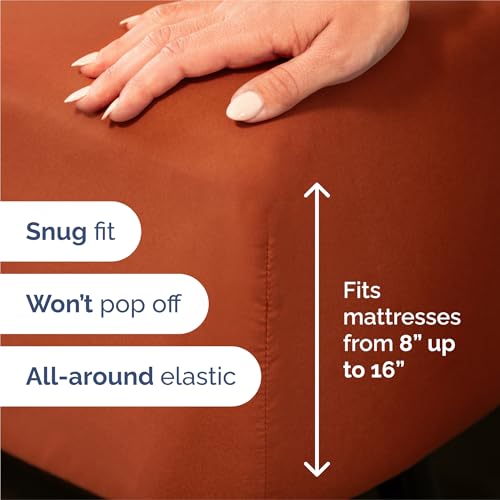 Image of King 6 Piece Bed Sheet Set - Soft, Breathable & Cooling Sheets - Terracotta | Ultra Soft Hotel Luxury Bedding Set w / 8-16 Inch Deep Pockets - 1 Flat & 1 Fitted Sheet & 4 Pillowcases - Wrinkle & Fade Free