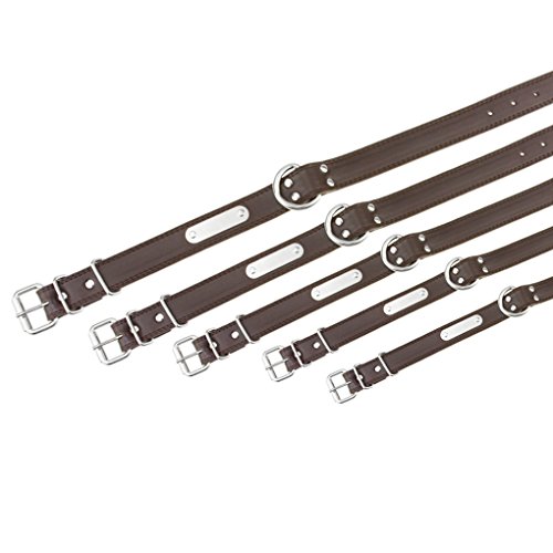 Moonlove Personalized Name Dog Collars Pet Cat Puppy ID Charm Tags, Black Leather Adjustable Dog Collars with Custom Made Stainless Steel Engraved Dog Name Plate/ID Phone Tags