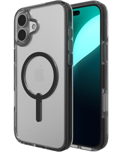 ZAGG Santa Cruz Snap iPhone 16 Plus Case – MagSafe Compatible, 13ft Military-Grade Drop Protection, Graphene Reinforced, Anti-Scratch, Slim, Lightweight, 70% Recycled Content, Clear with Black Accents