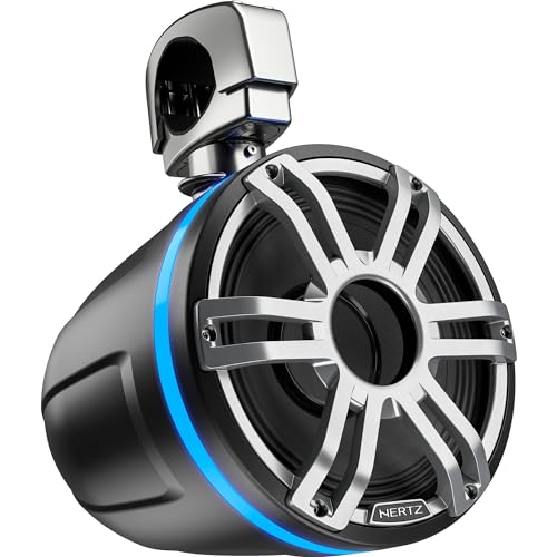 HERTZ HTX 8H S-FL-G - Marine Tower Horn 8'' Flat Black with Gray Sports Grille, Sold Individually