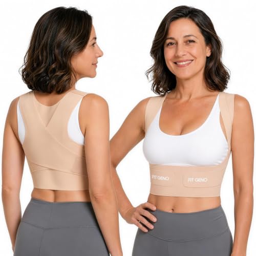 Image of Fit Geno Invisilite Posture Corrector for Women, Adjustable Back Brace for Hunchback Slouching, Upper Back Neck Shoulder Pain Relief, Lightweight Discreet Under Clothes, Small /Medium