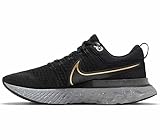 Larga distancia NIKE React Infinity Run Flyknit 2 Zapatillas de correr de carretera para hombre CT2357 (negro/gris humo/gris niebla/oro metálico 009), Negro Smoke Grey Fog Metallic Gold, 47 EU