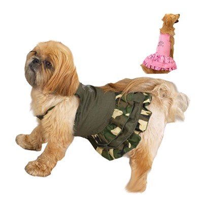 Camo Crossbone Dog Sun Dress Small (S) Green