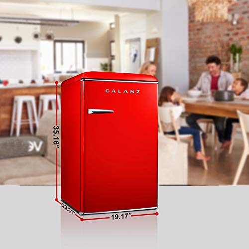 Galanz GLR35RDER Retro Compact Refrigerator, Single Door Fridge