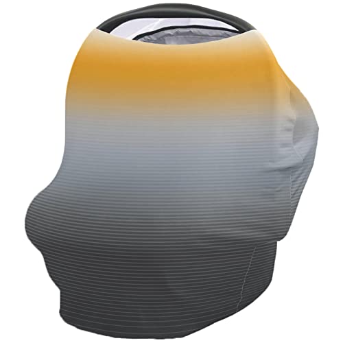 Nursing Cover for Breastfeeding Scarf, Yellow Grey Gradient Stripe Baby Car Covers Super Soft Multi Use for Canopy Shopping Cart Cover Blanket Stroller Cover