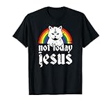 Not Today Jesus Shirt Rainbow Satanic Cat Goth Concert Gift