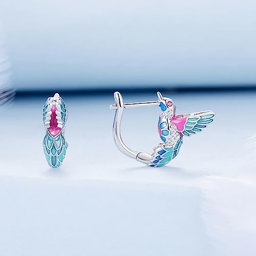 Boucles d'oreilles Kingfisher argent 925 petites dormeuses - 5