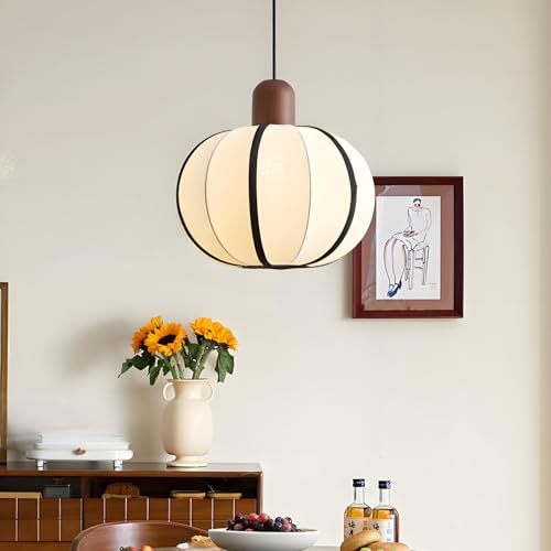 Suspension ronde en tissu beige luminaire suspendu soie chambre et salon