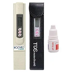 KONVIO NEER Imported Tds Meter for Ro Water/Tds Testing Meter, Digital Lcd Tds Meter, Water Filter Tester for Measuring Tds/Temp/Ppm with Carry Case Tds with Ph Drop, White