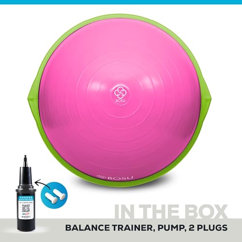 Image of Bosu Balance Ball Exercise Trainer, Home Gym Equipment w /Guided Workouts & Pump, 26 inch Inflatable Fitness Platform for Strength Training, Standing, Balancing, and Core Workout