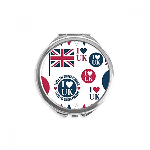Espejo redondo portátil de bolsillo DIYthinker con corazón Union Jack para retoques