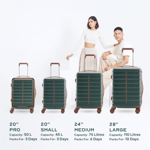 Image of Assembly Odyssey 28 Inch (75cm) Large Check-in Trolley Bag Hard Shell Polycarbonate Suitcase Lightweight with TSA Lock 8 Spinner Wheels Green