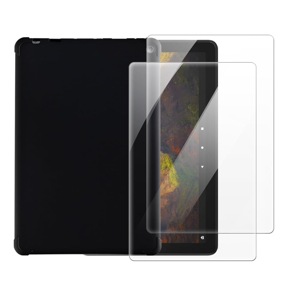 Funda para Amazon Fire HD 10 Plus 2021 con cristal templado integrado negro 8