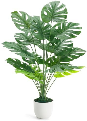 Der Rose 28" Fake Plants Large Artificial Monstera Faux Potted Pl...
