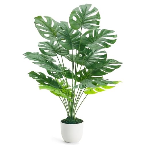Der Rose 28" Fake Plants Large Artificial Monstera Faux Potted Plants Indoor Tall Tree for Living Room Decor