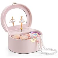 Vlando Musical Jewelry Box for Girls - Birthday for Girls Ages 4 5 6 7 8-12 Year Old - Kid Music Box with Ballerina for Birthday Bedroom Decor - Light Pink