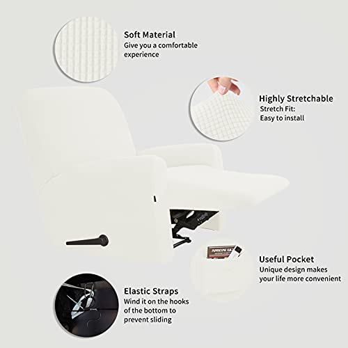 Easy-Going Recliner Stretch Sofa Slipcover Sofa Cover 4-Pieces Furniture Protector Couch Soft With Elastic Bottom, Spandex Jacquard Fabric Small Checks(Recliner,Cream) #TOP2