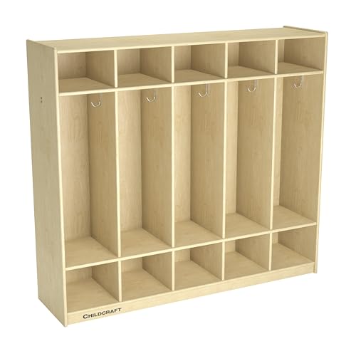 Childcraft 272044 Straight Sided Coat Locker, Wood, 53-3/4" x 13" x 48", Natural Wood Tone