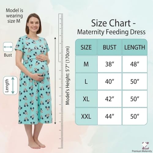 Image of Zero Clothing Feeding Dress for New Moms Casual Loungewear Ankle Length | Cotton Maternity Nighty | Zipless Feeding Dresses for Women | Pregnancy & Nursing Wear