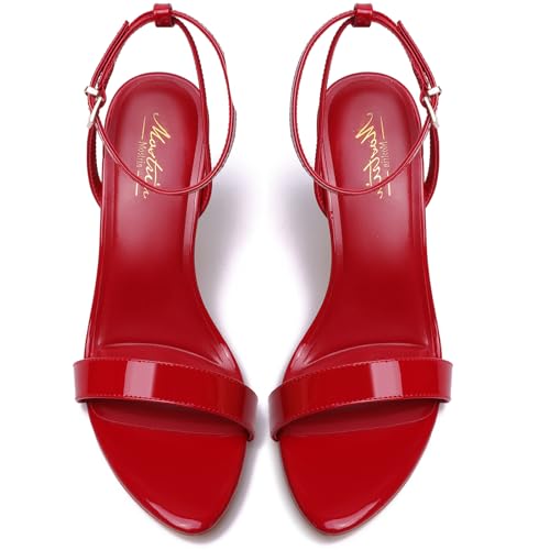 Image of Mostrin Strappy Heels for Women Ankle Strap Heels Women's Heeled Sandals for Party Prom Wedding