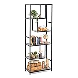 Linsy Home Industrial Bookshelf, 6 Tier Tall Open Bookshelves with Wood Look and Metal Frame for Home Office Hotel Show Room.