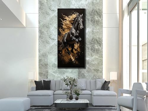 Tableau abstrait de chevaux noirs : décoration murale de luxe - 2