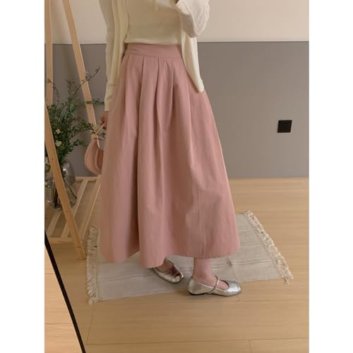 Women's Elastic Waist mid Length Skirt A-line Midi Swinging Open Skirt Women's Skirts2