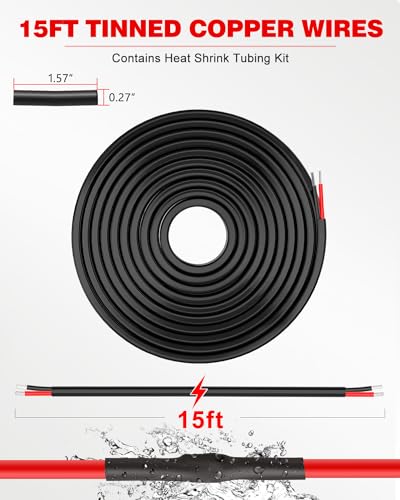 NAOEVO 18 Gauge Wire 2 Conductor Electrical Wire, 18 AWG Stranded PVC Cord, 12V Low Voltage/Tinned Copper/Flexible Cable for Automotive Wiring, Lamp Cord, Marine Cable (15FT)